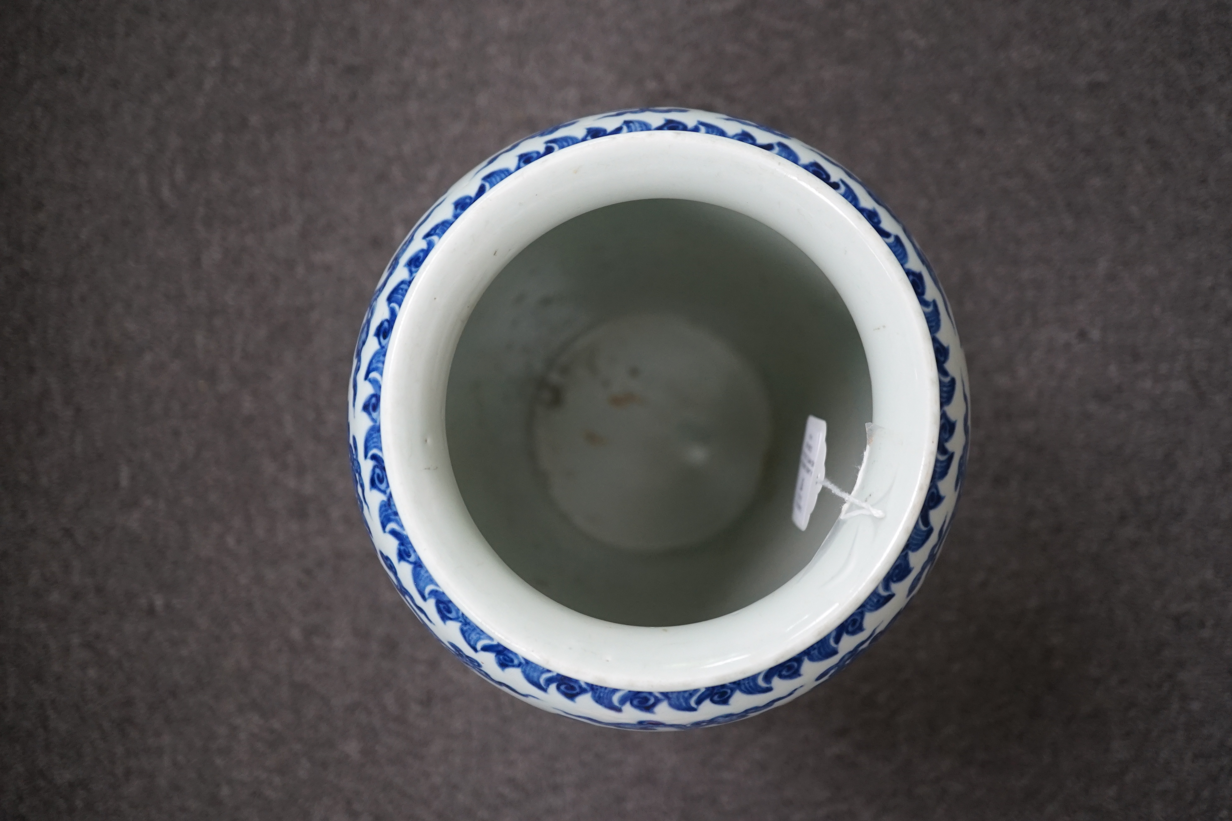 A large Chinese blue and white 'lotus' vase, late Qing dynasty